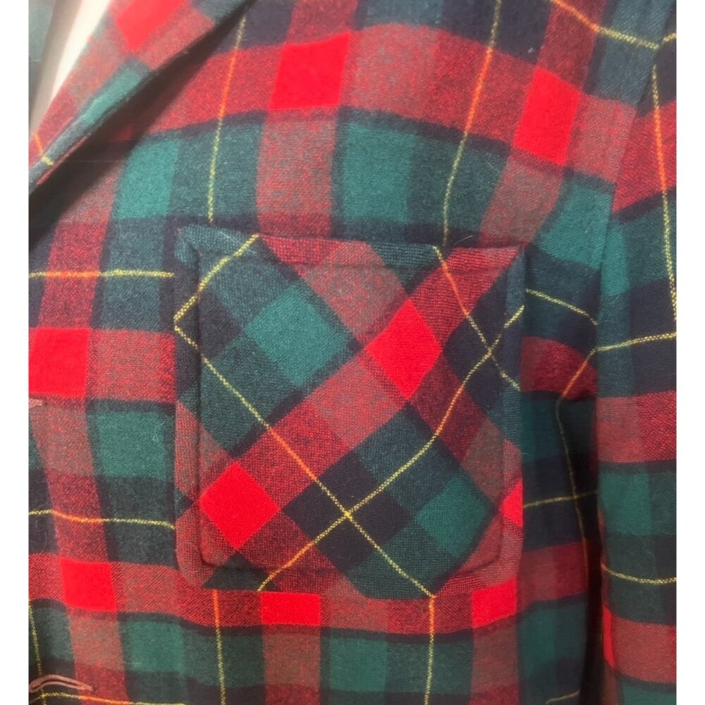 Pendleton Jacket Men’s Medium Wool Red Green Plaid Vintage Custom Tailored Tag - Picture 8 of 12